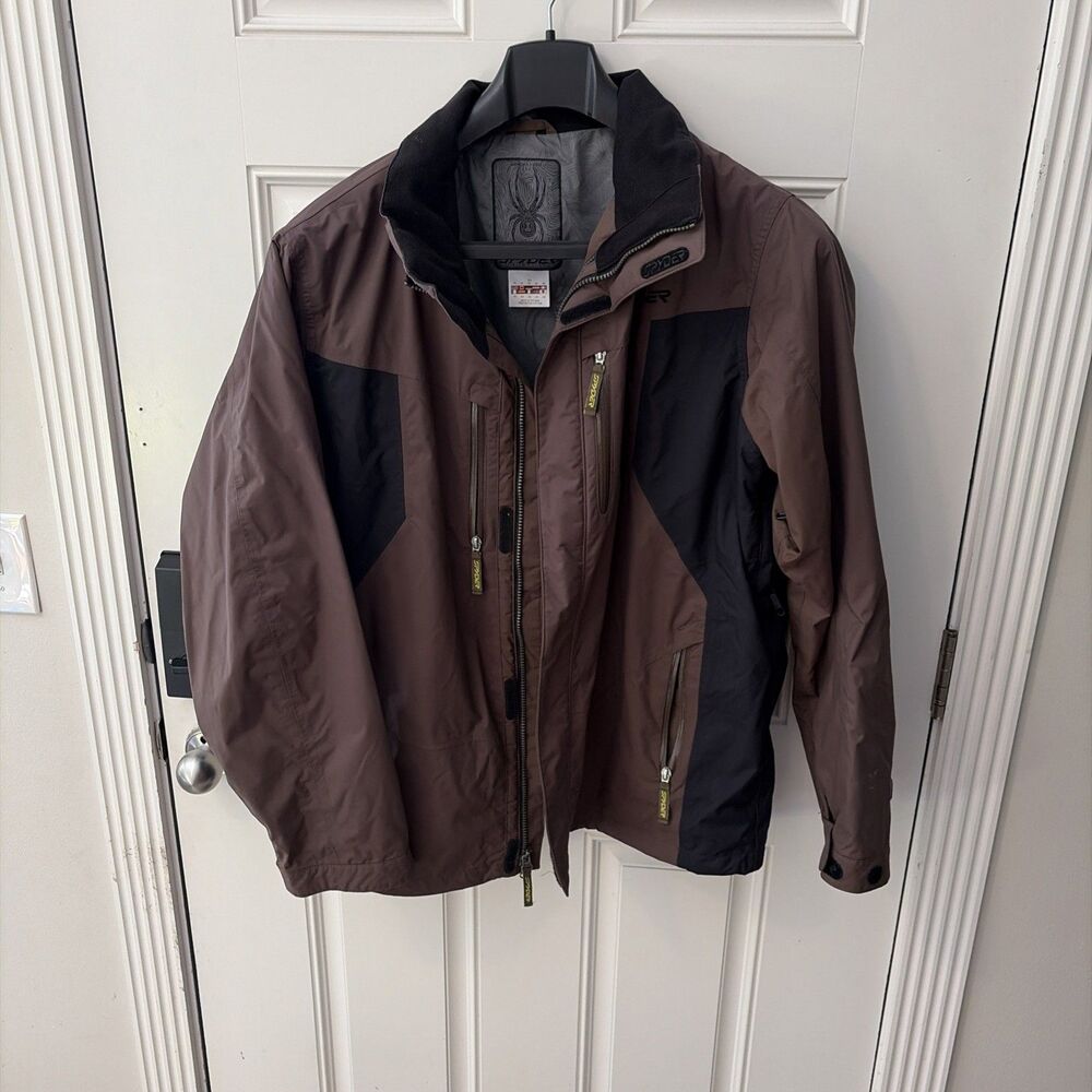 Spyder XT Winter Jacket Mens X-Large Brown Black Full Zip Coat Ski Snowboard